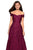 La Femme - 27556 Off-Shoulder Lace Organza A-line Dress In Red