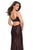 La Femme - 27272 Sequined Straight-Across High Slit Gown In Red