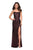 La Femme - 27272 Sequined Straight-Across High Slit Gown In Red