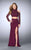 La Femme - Long Sleeve High Neck Beaded Two-Piece Long Dress 24174 in Red