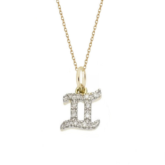 Rachael Ryen -  Gemini Diamond Zodiac Charm Necklace in Gold