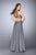 GiGi - Elaborate Bateau Illusion Long Evening Gown 23761 In Gray