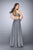 GiGi - Elaborate Bateau Illusion Long Evening Gown 23761 In Gray