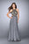 GiGi - Elaborate Bateau Illusion Long Evening Gown 23761 In Gray