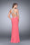 GiGi - Halter Style Glimmering Silver Top And  Jersey Skirt Prom Dress in Orange