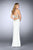 GiGi - Beaded Jewel Cutout Long Evening Gown with Side Slit 23852 In White