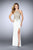 GiGi - Beaded Jewel Cutout Long Evening Gown with Side Slit 23852 In White