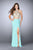 GiGi - Beaded Halter Crop Top and Long Jersey Skirt Prom Dress 23853 In Neutral and Blue