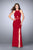 GiGi - Statuesque Jewel Cutout Long Evening Gown with Side Slit 23882 In Red