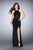 GiGi - Statuesque Jewel Cutout Long Evening Gown with Side Slit 23882 In Black