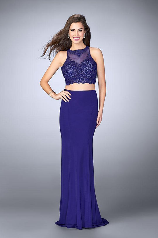 GiGi - Classic Sleeveless Illusion High Neck Two-piece Jersey Gown 23908 In Purple
