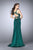 GiGi - Dazzling Sleeveless V-neck Flared Jersey Gown 23909 in Green