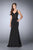 GiGi - Dazzling Sleeveless V-neck Flared Jersey Gown 23909 in Black