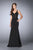 GiGi - Dazzling Sleeveless V-neck Flared Jersey Gown 23909 in Black