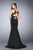GiGi - Dazzling Sleeveless V-neck Flared Jersey Gown 23909 in Black