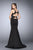 GiGi - Dazzling Sleeveless V-neck Flared Jersey Gown 23909 in Black