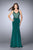 GiGi - Dazzling Sleeveless V-neck Flared Jersey Gown 23909 in Green