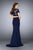 Short Sleeve Lace Crop Top and Jersey Skirt Prom Dress 23912 In Blue