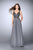 GiGi - Sleeveless Beaded V-neck Long A-line Dress 24050 In Gray