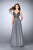 GiGi - Sleeveless Beaded V-neck Long A-line Dress 24050 In Gray