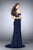 GiGi - Embellished Off-Shoulder Long Evening Gown with Train 24053 in Blue