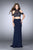 GiGi - Embellished Off-Shoulder Long Evening Gown with Train 24053 in Blue