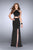 GiGi - Beaded Strappy Two Piece Halter Prom Dress 24420 in Black