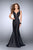 GiGi - Sleeveless V-neck Long Ruffled Mermaid Dress 24555 In Black