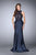 Sheer Lace Halter Style Mikado Prom Dress 24651 In Blue