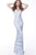 Jovani - 68150 Fitted With Cut-Outs Sheath Dress In Blue and White