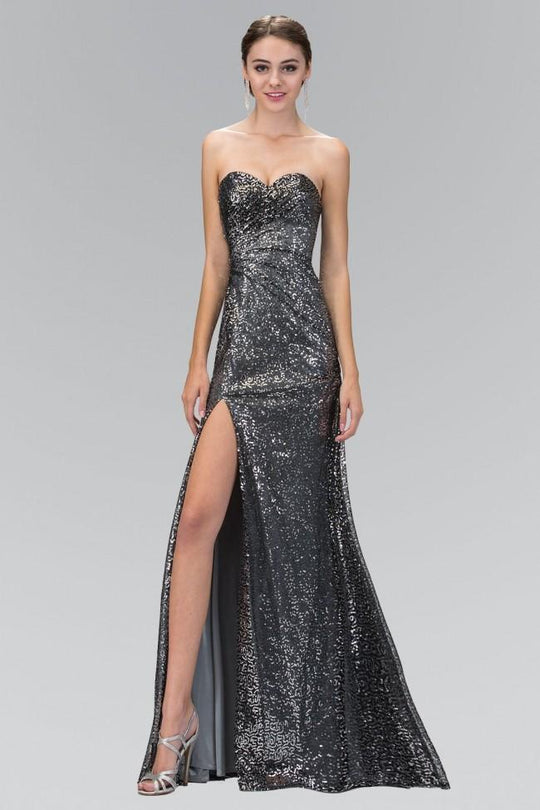 Strapless Long Dress with Slit GL1012