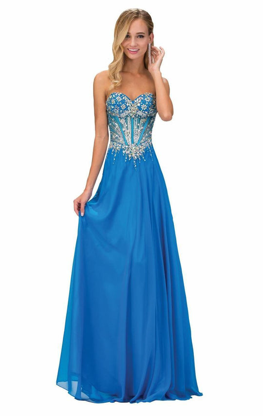 Strapless Embellished Long Dress GL1132