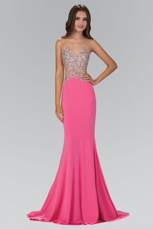 Beaded Sleeveless V-neckline Mermaid Gown GL1349