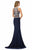 Beaded Bateau Neckline with Sheer Waist Jersey Gown GL1362