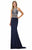 Beaded Bateau Neckline with Sheer Waist Jersey Gown GL1362