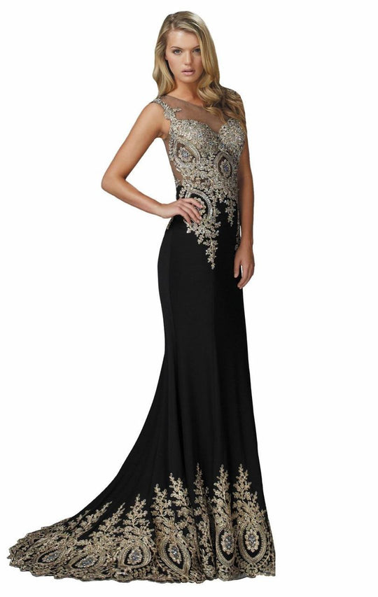 Beaded Lace Applique Embellished Gown GL2166-1