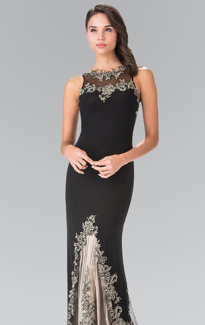 Embroidered High Neck Gown GL2204