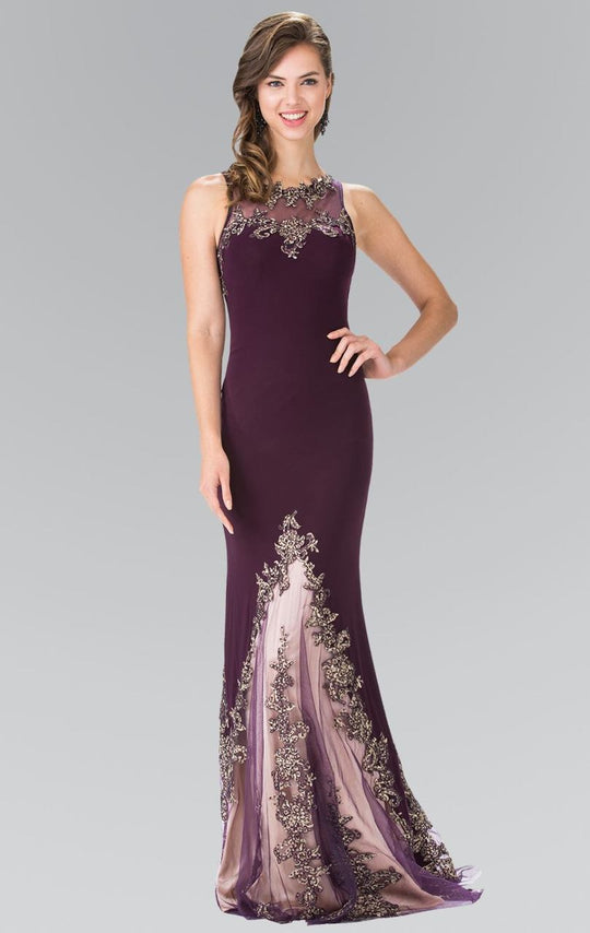 Embroidered High Neck Gown GL2204