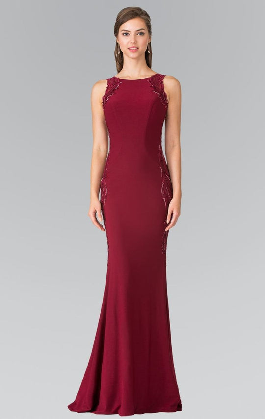 Embellished Scoop Neck Jersey Sheath Dress GL2222