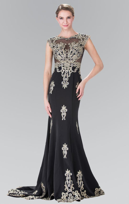 Embellished High Neck Jersey Trumpet Dress GL2233