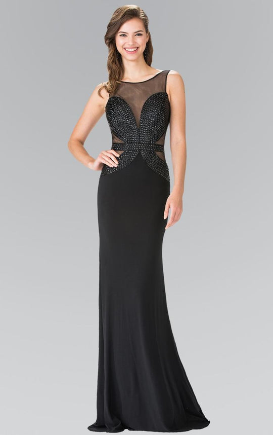 Illusion Bateau Neckline with Open Back Gown GL2234