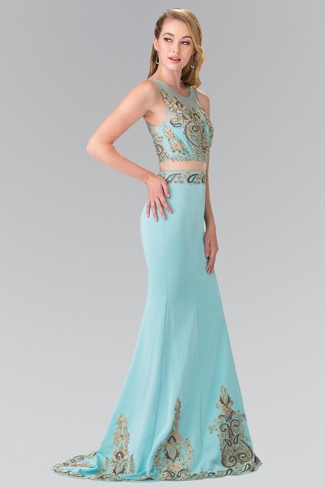 Embroider Two Piece Long Dress GL2248