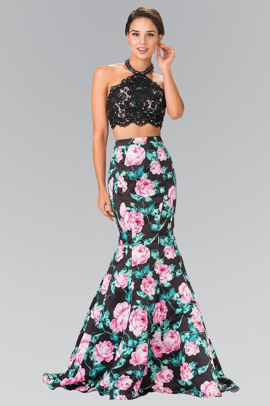 Two Piece Halter Mermaid Gown GL2259