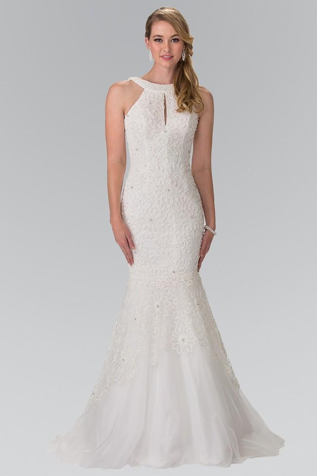 Embroider Two Piece Halter Mermaid Gown GL2262