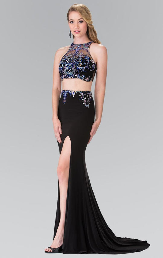 Beaded Halter Neck Rome Jersey Trumpet Gown GL2277
