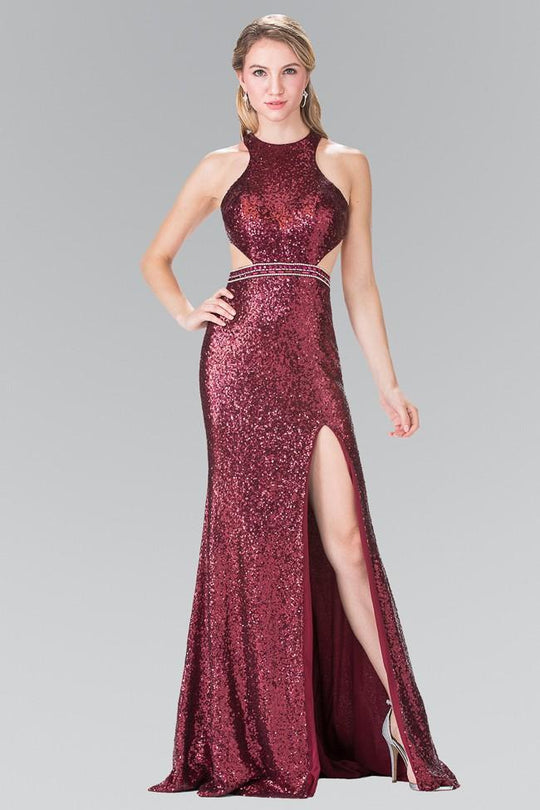 Halter Long Dress with Slit GL2278