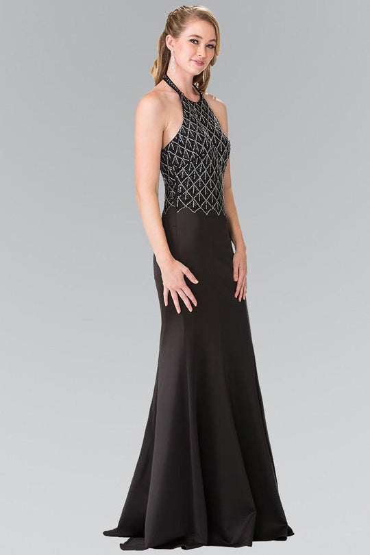 Beaded Halter Trumpet Dress GL2285
