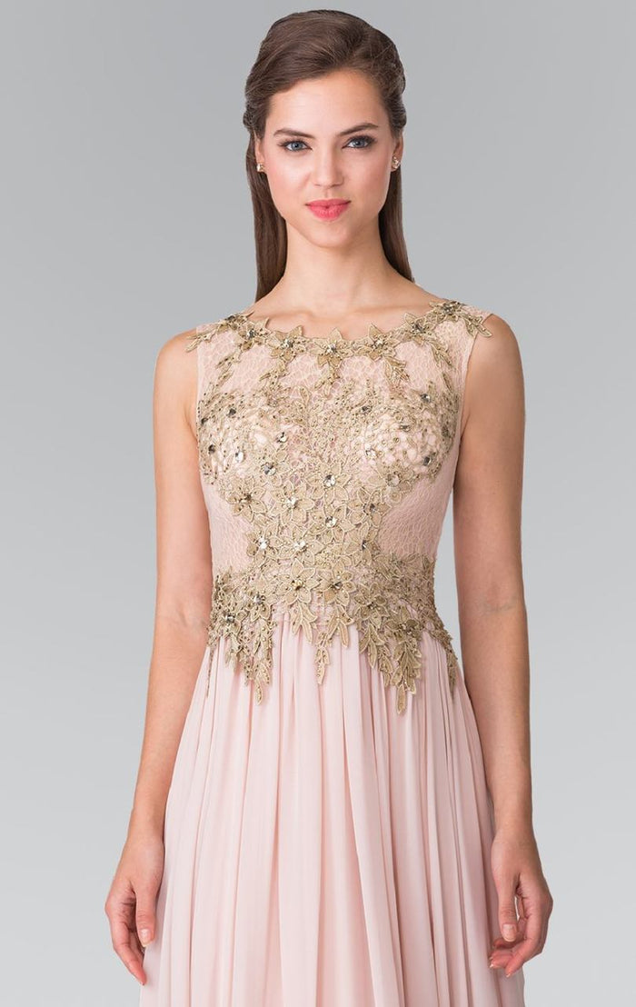 Laced Scoop Neck Chiffon A-Line Dress GL2288