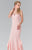Strapless Ruffle Accented Mermaid Gown in Pink