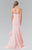 Strapless Ruffle Accented Mermaid Gown in Pink